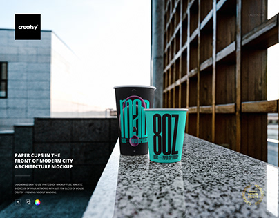 Paper Cups - Modern City Architecture Mockup