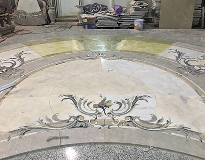 Floor entrance marble design and execution