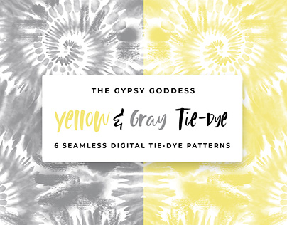 Yellow & Gray Digital Tie-Dye Seamless Patterns