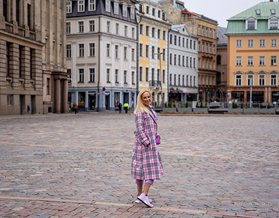 Portraits in the empty streets of Riga Latvia