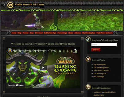 "Vanilla" World of Warcraft WordPress Theme