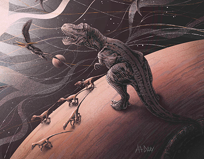 Space Dinos. Illustration.