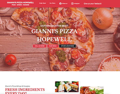 Gianni's Pizza Hopewell Website, Mobile & Desktop