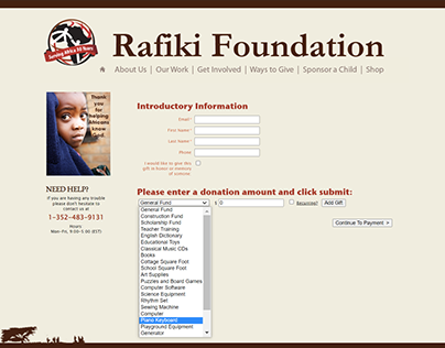 Rafiki Foundation Donations Website