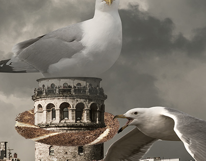 Galata Tower, Seagull and Bagel İstanbul Poster