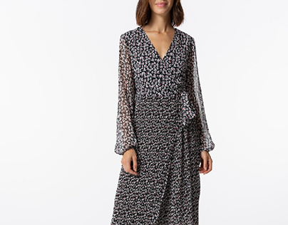 Printed Midi Dress w/ Pleating | Vilanova Woman FW23-24