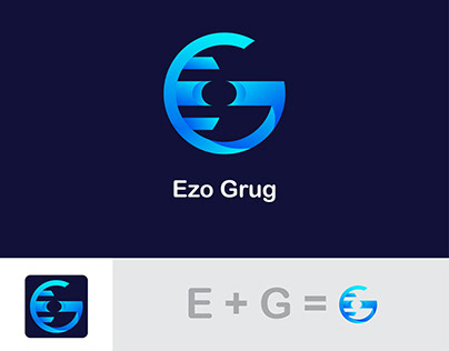 Modern logo design E G for Ezo Grug company