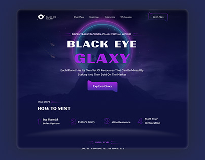Metaverse Black Eye Glaxy Landing page Redesign