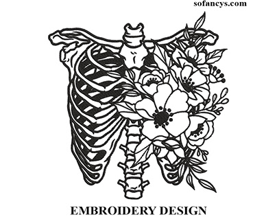 Ribcage Flowers Embroidery Design
