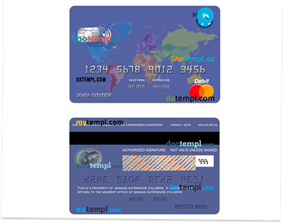 Algeria Banque Extérieure D'algérie mastercard template