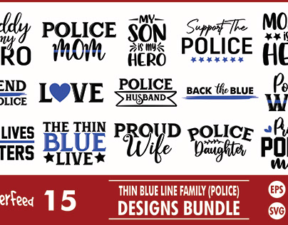 Thin Blue Line Police SVG Designs Bundle