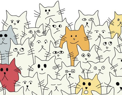 Collection of patterns: a lot of funny cats.