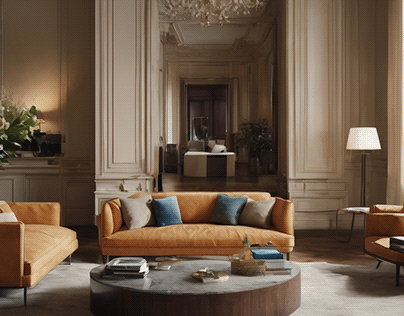 Haussmann Modern Living room | AI Generated