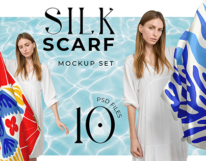 Silk Scarf Model Mockup Set