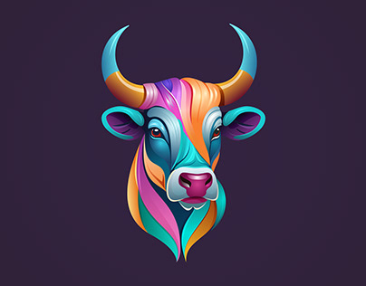 Bull Head Logo Vector Illustration