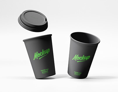 Two Free Disposable Coffee Cups Mockup