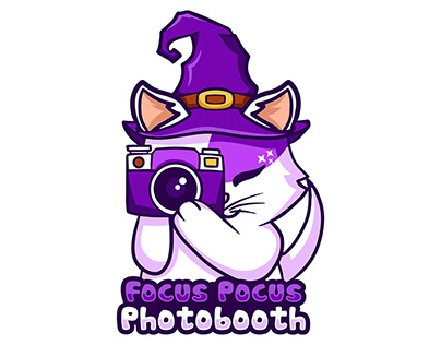 Cute witch cat logo