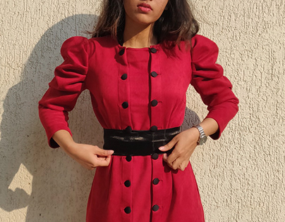 Red Longline Shirt Dress with Bomber Neck | Womenswear