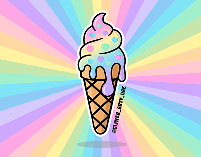Rainbow Ice Cream with Heart Sprinkles