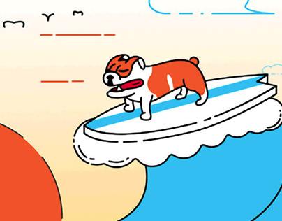 The surfing bulldog