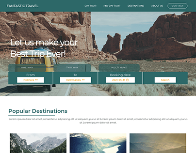 Travel homepage design