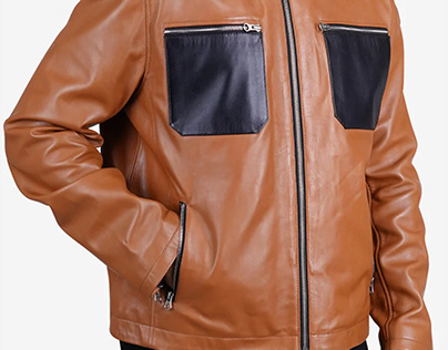 Gavin Men's Tawny Brown Biker Leather Jacket