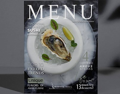 Food Menu Magazine for Buddha Hall