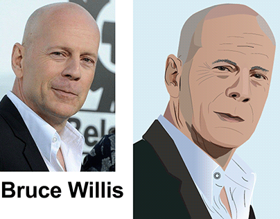 Photoshop drawing of Bruce Willis