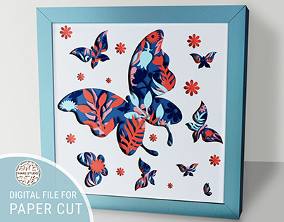BUTTERFLY Multilayer Paper Cut Template