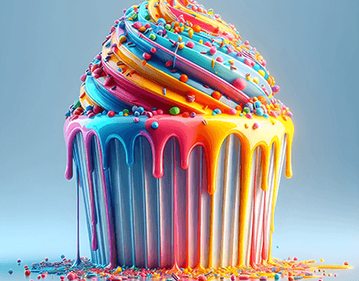 A colorful 3d cup cake