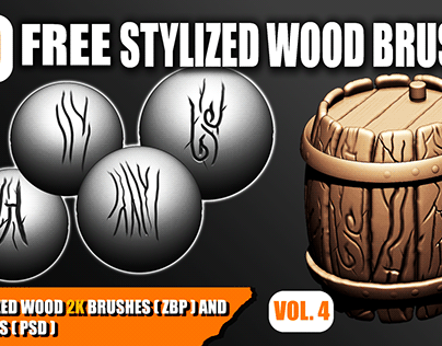 20 Stylized Wood Brushes and Alphas Volume 04