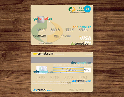 Saint Kitts and Nevis Bank of Nevis visa card template