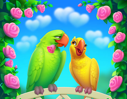 Parrots in love. Illustration