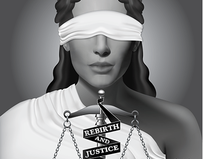 Lady Justice artwork for Rebirth & Justice brand