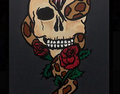Skull, Snake, and Roses