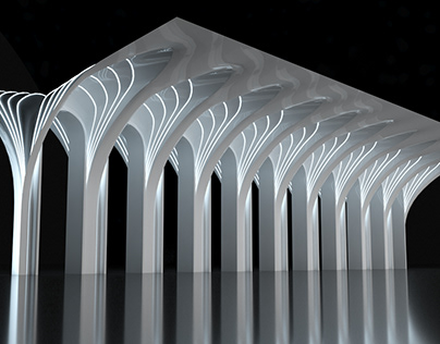 Futuristic Parametric Organic Arched Shade Structure