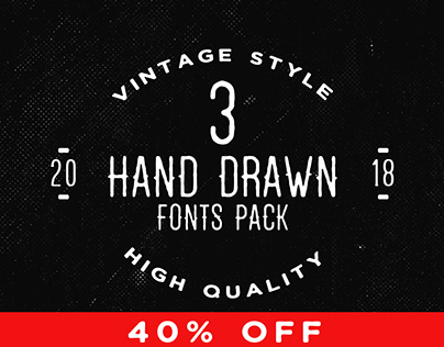 3 Hand Drawn Fonts Pack - 40% Off