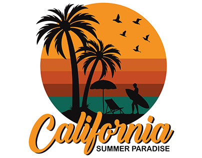 California Summer Paradise T shirt Design