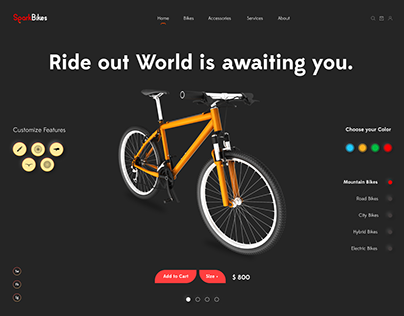 SparkBikes Store Homepage Screen Concept
