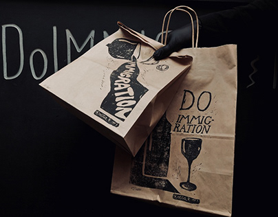 Handprinted Delivery Bags for "Do Immigration"