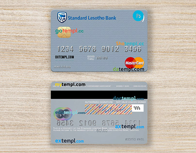 Lesotho Standard Bank mastercard template