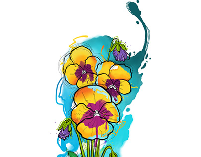 Watercolor pansy tattoo design