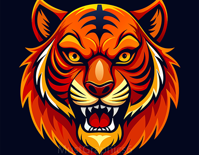 Angry Tiger With Open Face Mascot Logo