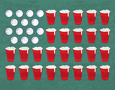 American Flag Beer Pong T-shirt design