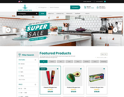 Crockery And Cutlery E-Commerce Website UI