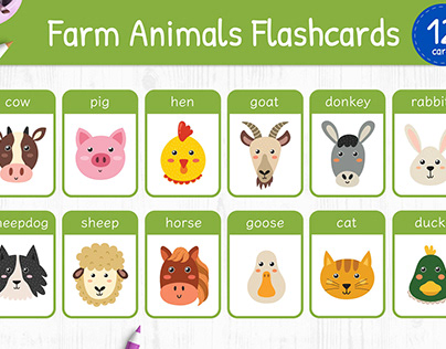 Farm Animals Flashcards for Kids