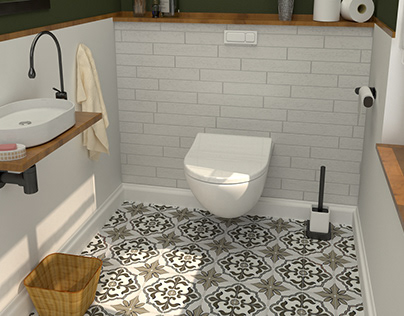 3D bathroom with toilet seat - Bemis