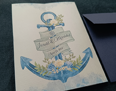 Custom Wedding Invitation in Navy Blue & Nautical