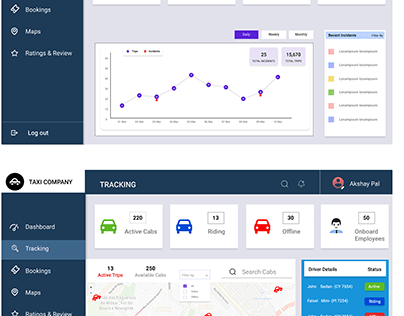 Cabs Web App UI Designs