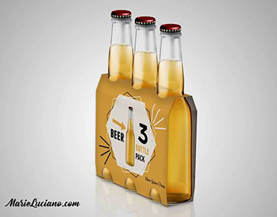 Three Beer Bottle Packaging Mockup